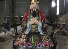 大型玻璃钢彩绘户外景区三官雕塑
