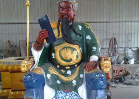 玻璃钢彩绘大型寺庙景观装饰品摆件关公雕塑