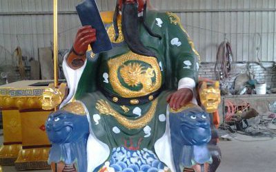 玻璃钢彩绘大型寺庙景观装饰品摆件关公雕塑