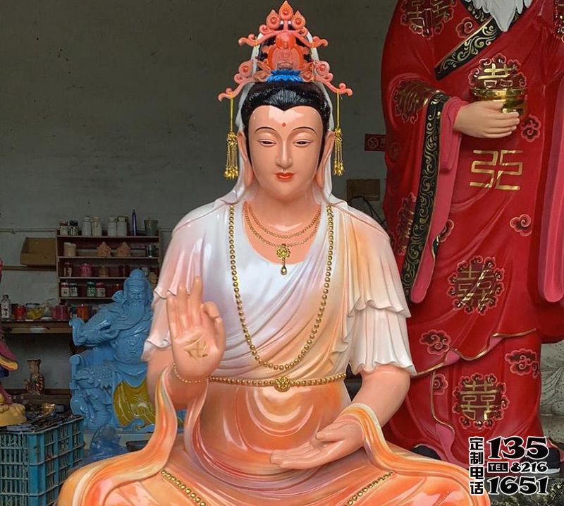 寺庙玻璃钢彩绘大型观音菩萨雕塑 寺庙玻璃钢彩绘大型观音菩萨雕塑