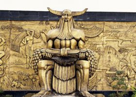 中国神话传说人物五榖神农大帝玻璃钢仿铜雕塑