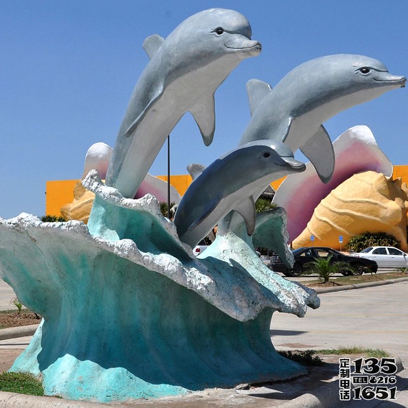 游乐场游泳馆玻璃钢海豚景观雕塑 游乐场游泳馆玻璃钢海豚景观雕塑