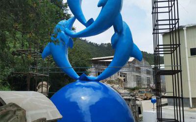 学校校园玻璃钢海豚景观雕塑