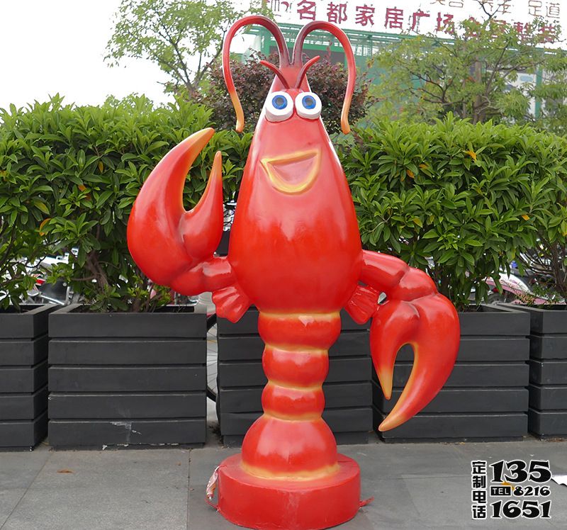 玻璃钢立式卡通小龙虾户外公园摆件 玻璃钢立式卡通小龙虾户外公园摆件