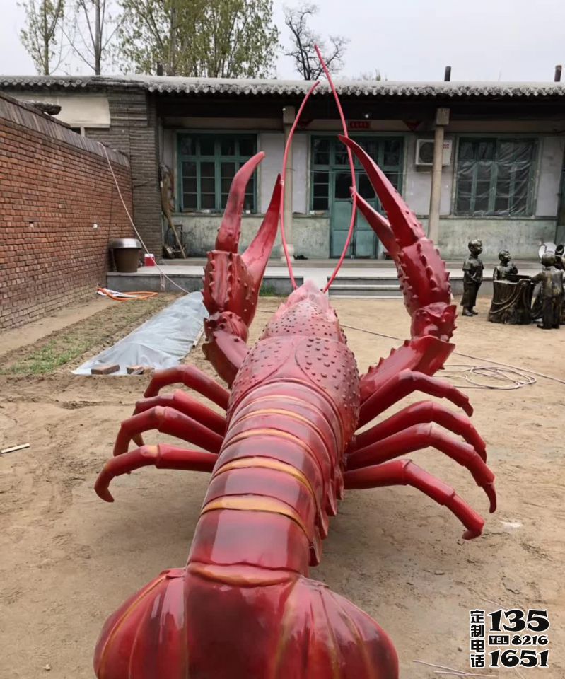 户外酒店大型玻璃钢仿真小龙虾雕塑 户外酒店大型玻璃钢仿真小龙虾雕塑