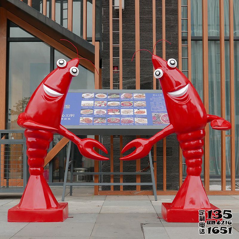 玻璃钢迎宾小龙虾卡通雕塑饭店餐馆 玻璃钢迎宾小龙虾卡通雕塑饭店餐馆