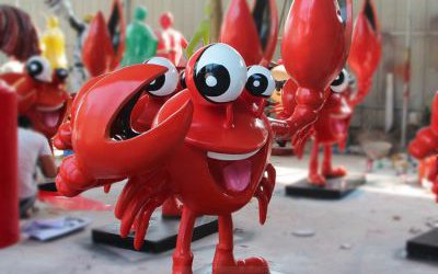 商店玻璃钢卡通龙虾雕塑摆件