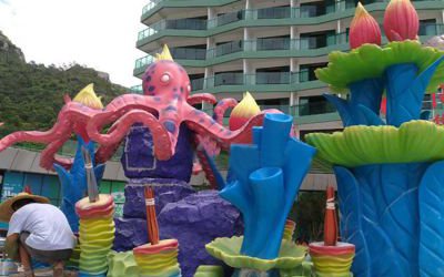 儿童游乐场玻璃钢卡通章鱼景观主题雕塑