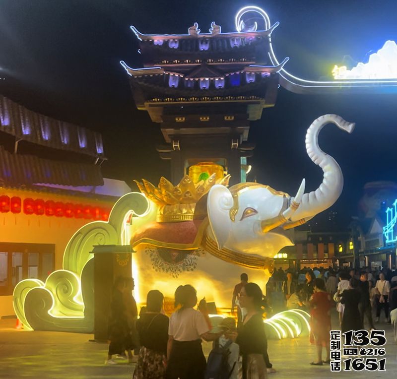玻璃钢大象夜发光雕塑