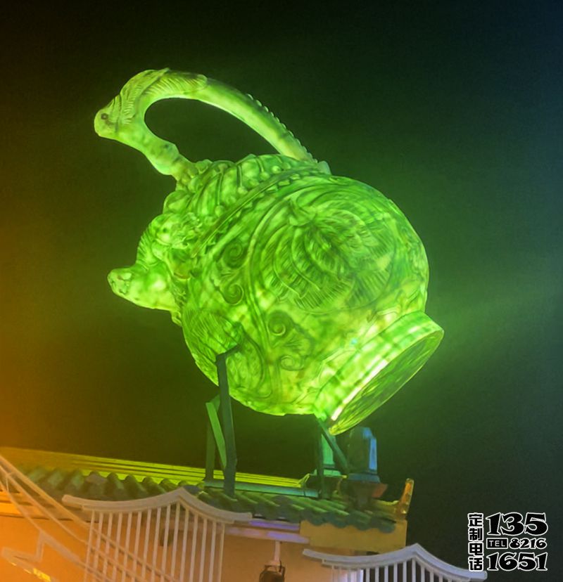 玻璃钢发光茶壶雕塑