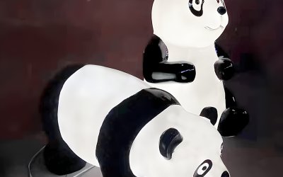 发光熊猫玻璃钢雕塑摆件