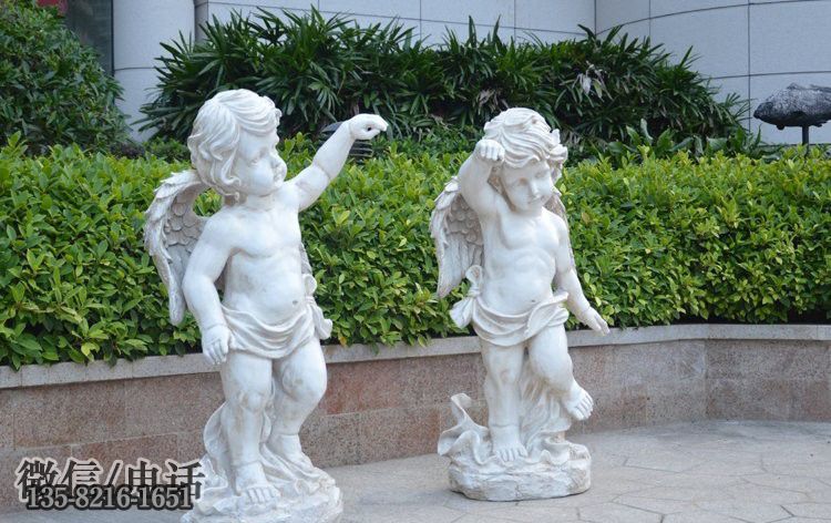 玻璃钢仿石西方小天使雕塑