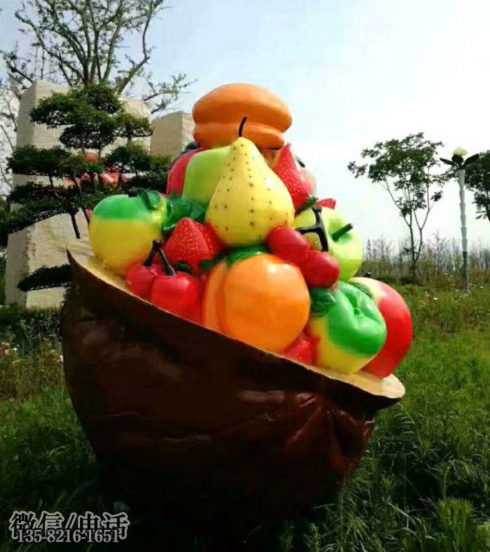 玻璃钢果篮雕塑 玻璃钢果篮雕塑