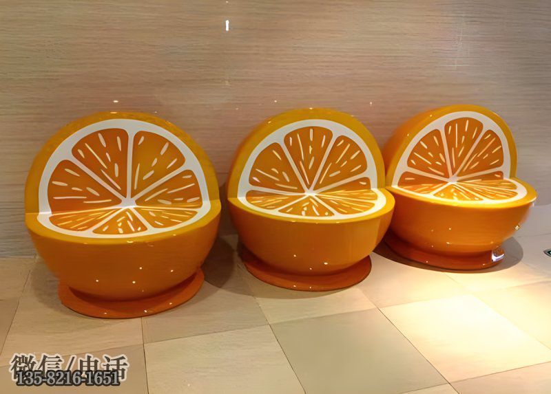 玻璃钢橘子椅子造型雕塑 玻璃钢橘子椅子造型雕塑