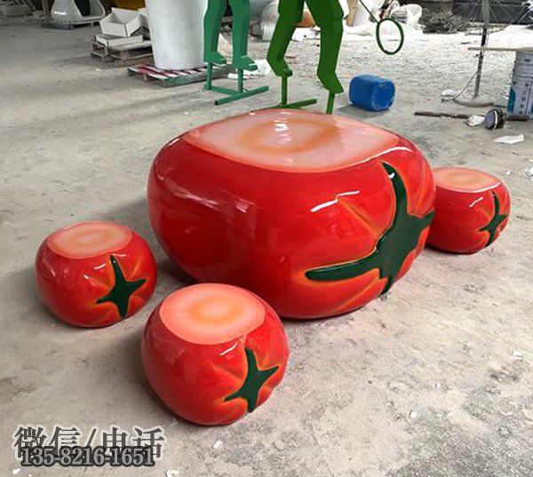 玻璃钢柿子桌凳 玻璃钢柿子桌凳