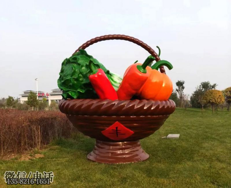 玻璃钢辣椒南瓜白菜蔬菜篮子景观雕塑 玻璃钢辣椒南瓜白菜蔬菜篮子景观雕塑