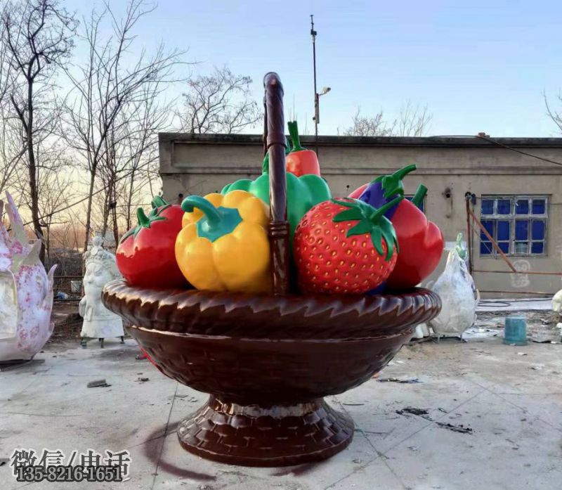 玻璃钢果篮蔬菜篮子雕塑 玻璃钢果篮蔬菜篮子雕塑