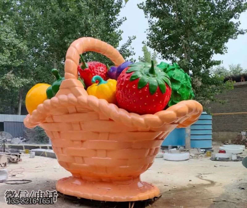 玻璃钢果蔬菜篮子景观雕塑 玻璃钢果蔬菜篮子景观雕塑