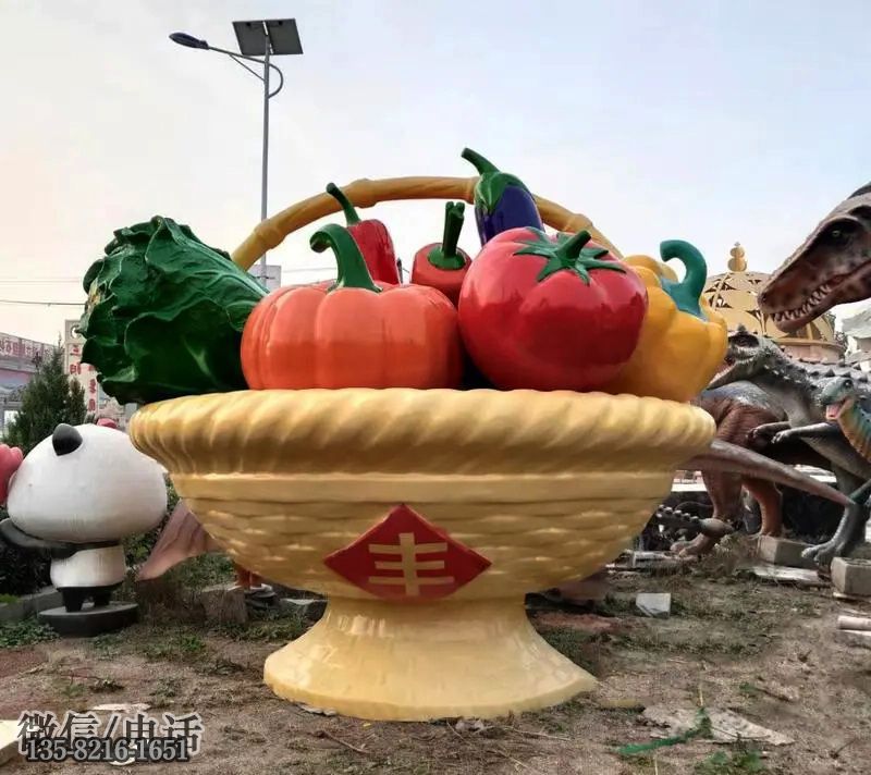 大型玻璃钢仿真蔬菜篮子雕塑 大型玻璃钢仿真蔬菜篮子雕塑