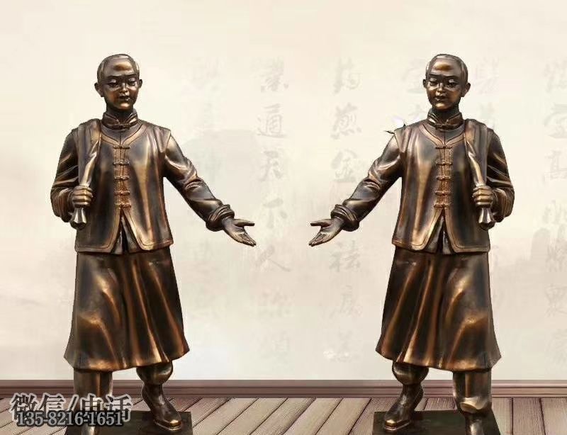 迎宾玻璃钢仿铜古代店小二迎宾雕塑 迎宾玻璃钢仿铜古代店小二迎宾雕塑