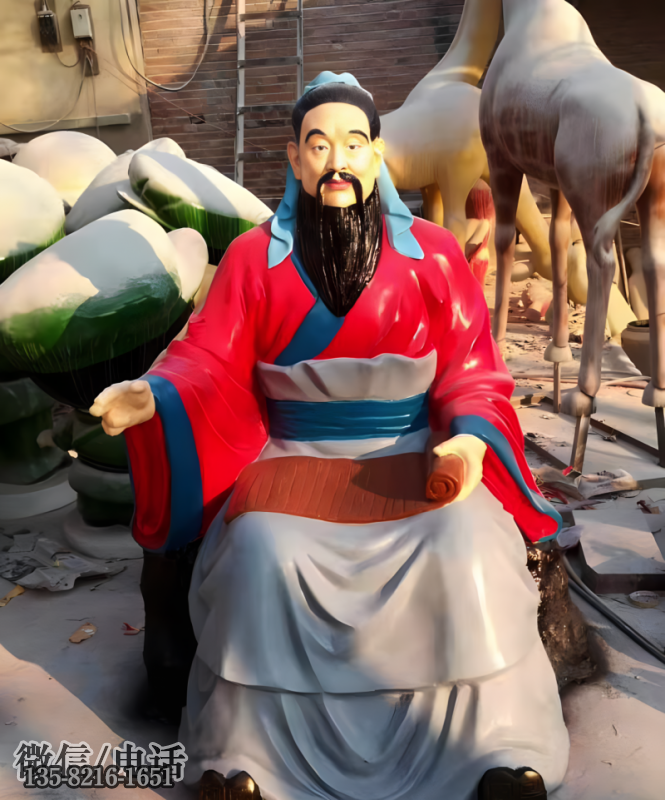 玻璃钢彩绘仿真孔子雕塑 玻璃钢彩绘仿真孔子雕塑