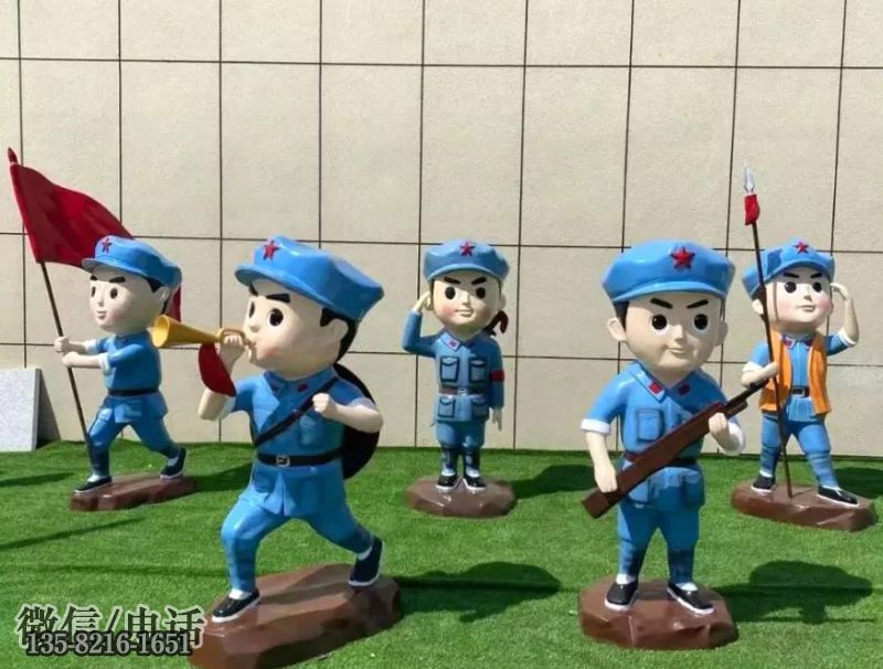 草坪卡通玻璃钢红军八路军战士雕塑 草坪卡通玻璃钢红军八路军战士雕塑