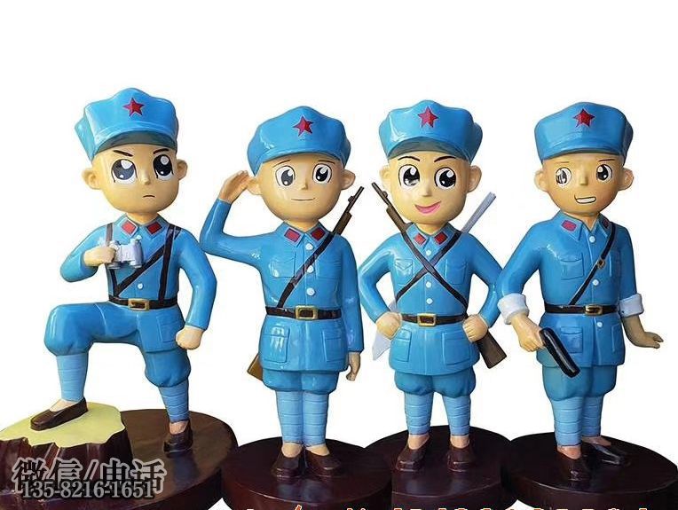 红军战士卡通玻璃钢八路军雕塑 红军战士卡通玻璃钢八路军雕塑