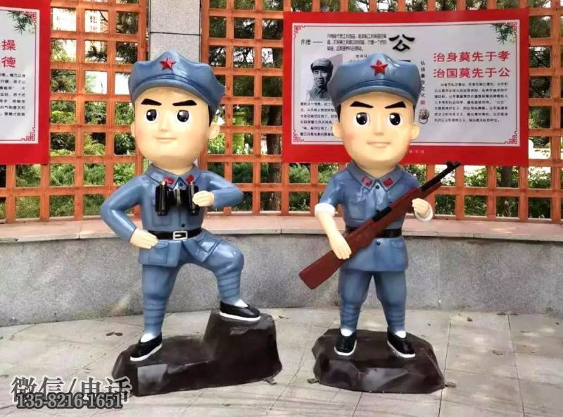 社区玻璃钢八路军战士雕塑摆件 社区玻璃钢八路军战士雕塑摆件