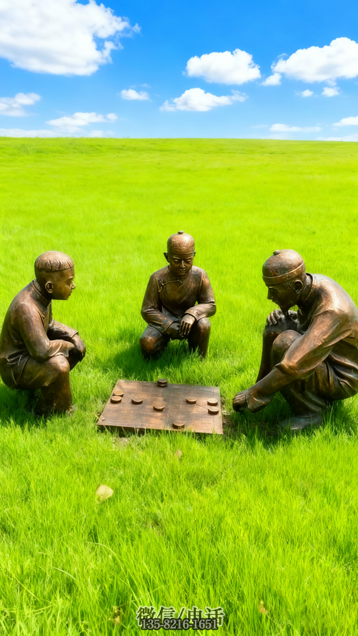 下棋雕塑实拍图