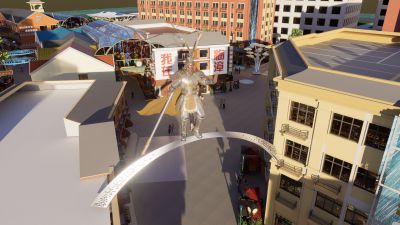 城市步行街3D打印玻璃钢齐天大圣雕塑+不锈钢镂空发光廊架