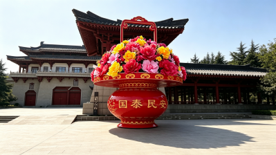 半透明全发光玻璃钢大花篮雕塑